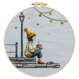 Cozy Birthday Girl Embroidery Kit – Whimsical Candle Cake Needlepoint Pattern with Fairy Lights & Minimalist Aesthetic Kits For Stitchers