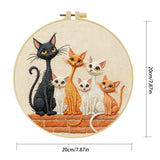 Cute Cat Family Embroidery Kit – Whimsical DIY Hand Embroidery Hoop Art Set Kits For Stitchers