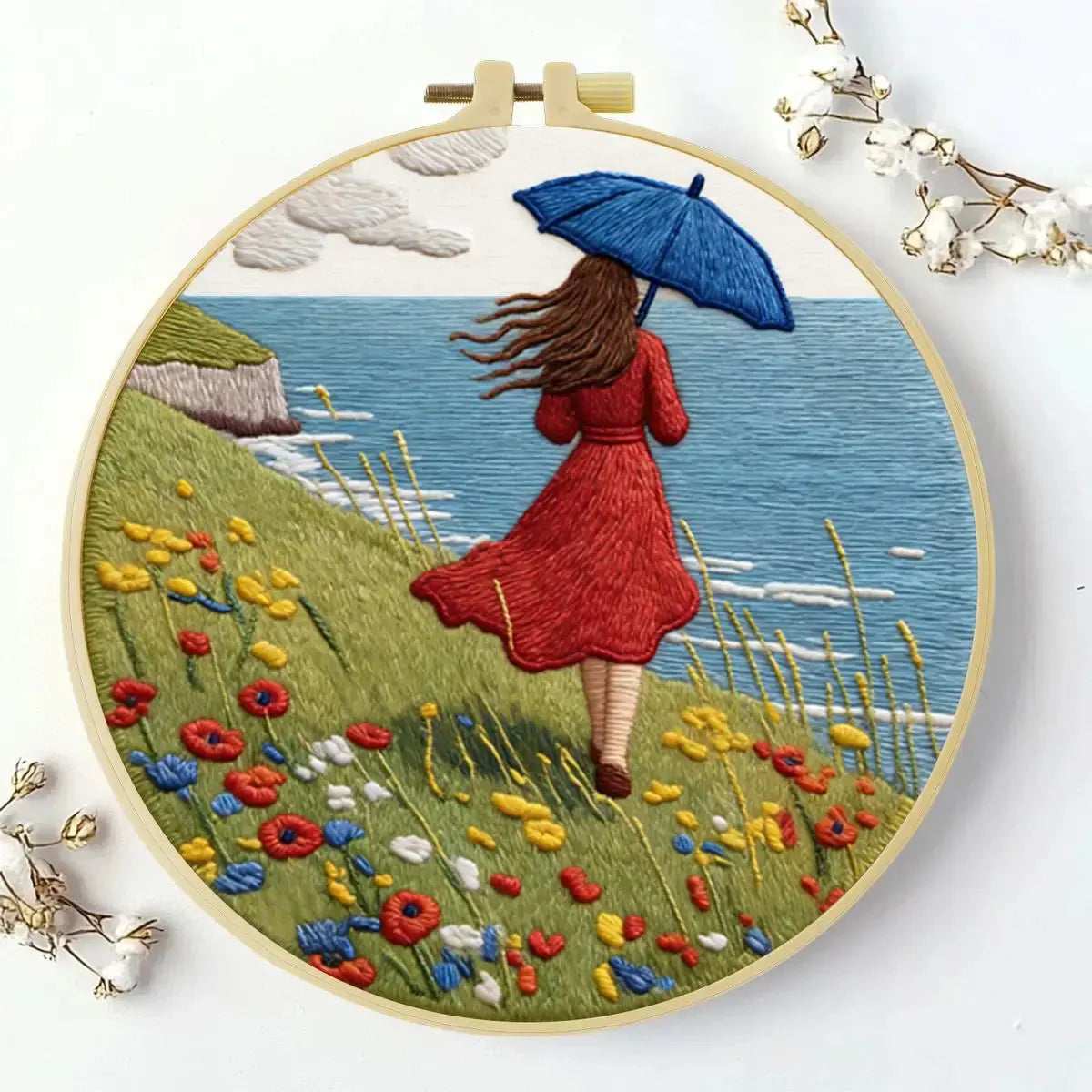 Seaside Breeze Embroidery Kit 🌊☂️🌼 Kits For Stitchers