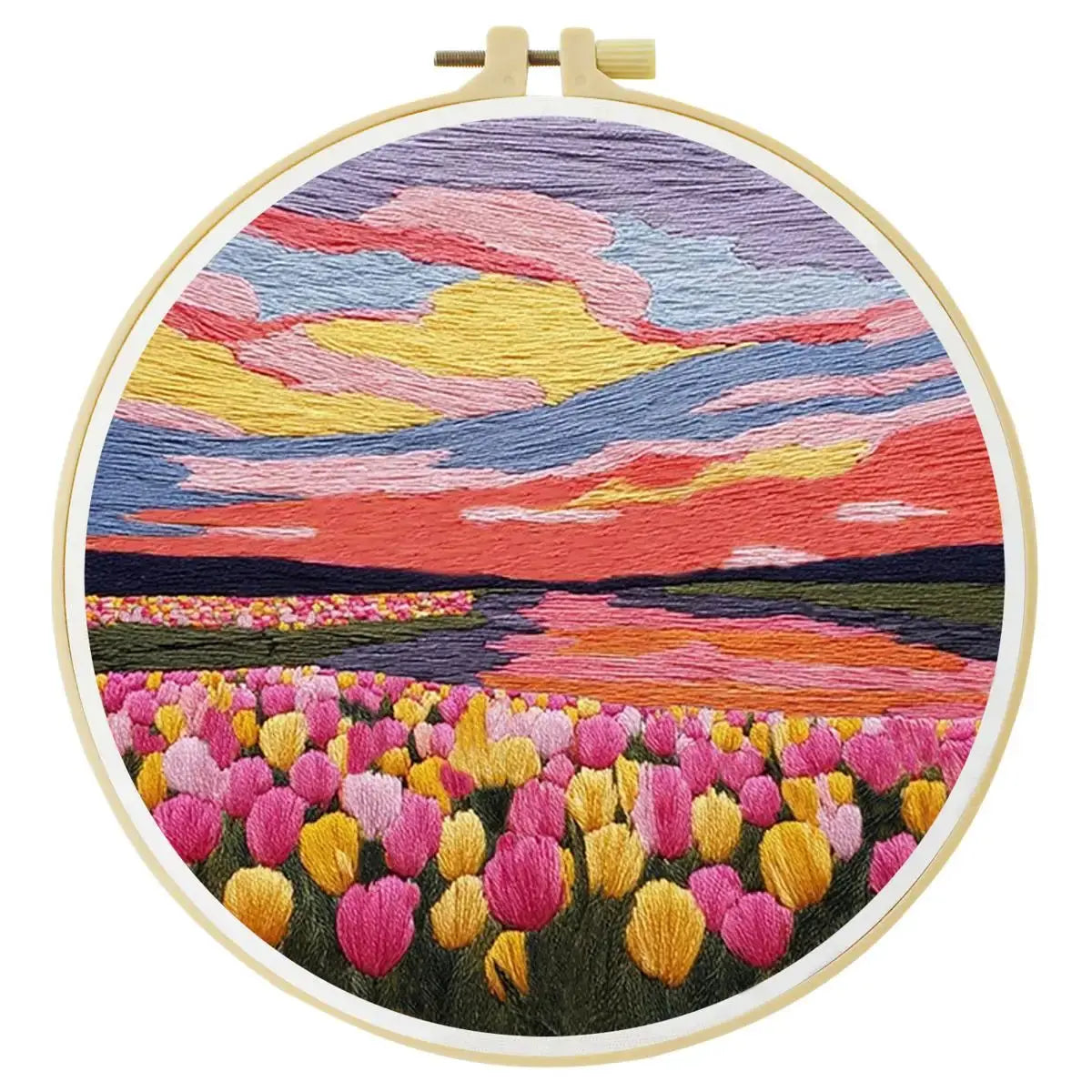 Sunset Tulip Fields Embroidery Kit Kits For Stitchers
