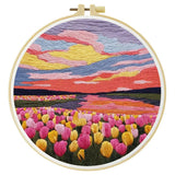 Sunset Tulip Fields Embroidery Kit Kits For Stitchers