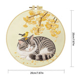 Sleeping Cat with Bird Embroidery Starter Kit – DIY Cute Animal Sewing Art Set for Beginne