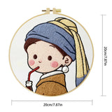 Cute Girl Drinking Coffee Embroidery Starter Kit DIY – Beginner Cartoon Hand Embroidery Kit