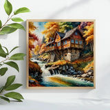 Autumn Riverside Cabin Cross Stitch Kit 🍂🏡🌊✨