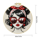 Retro Fashion Girl Embroidery Kit – DIY Modern Woman Hand Embroidery Hoop Art Set