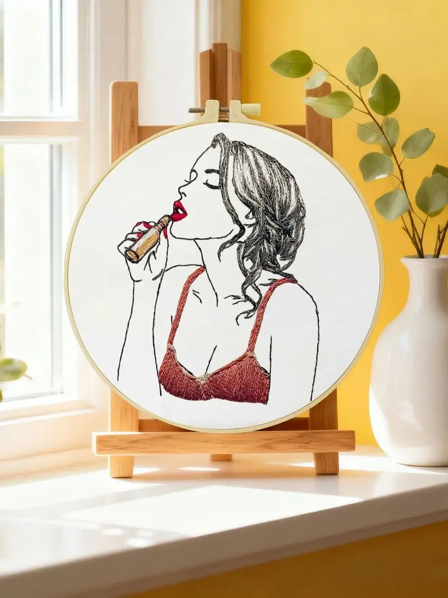 Red Lipstick Embroidery Kit 💄🧵
