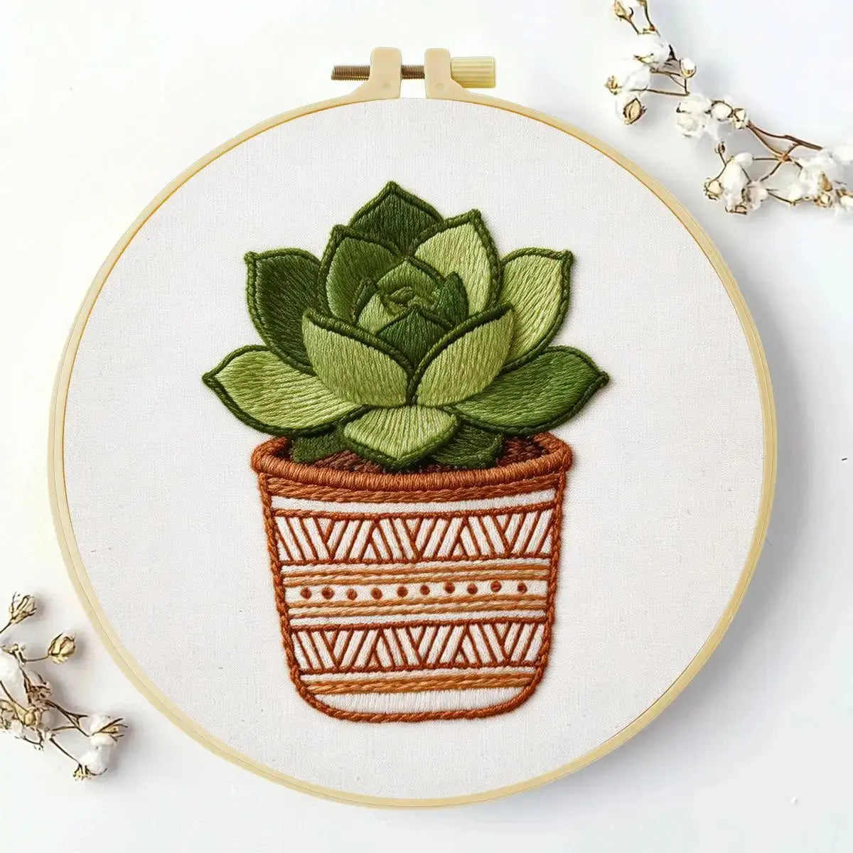 Green Succulent Plant Embroidery Kit Kits For Stitchers