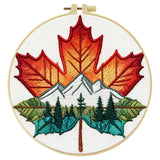 Maple Leaf Mountain Embroidery Kit – Nature Landscape DIY Hand Embroidery Hoop Art Set