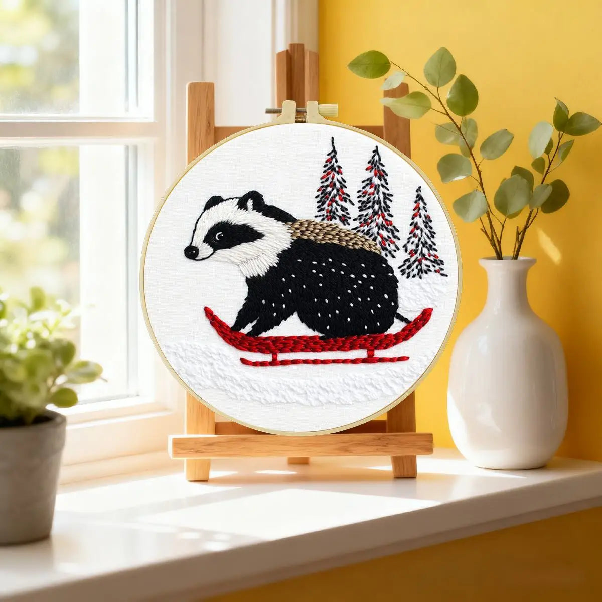 Badgers in the Snow Embroidery Starter Kit