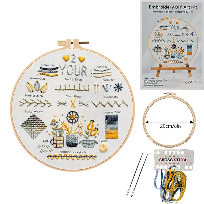 3-Piece Beginner Embroidery Stitch Learning Kit Kits For Stitchers