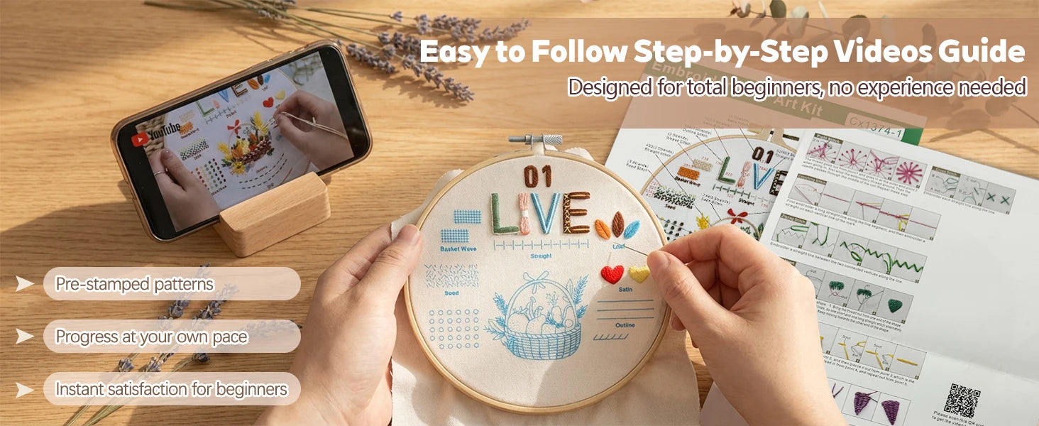 Love, Laugh & Live Beginner Embroidery Kit Kits For Stitchers