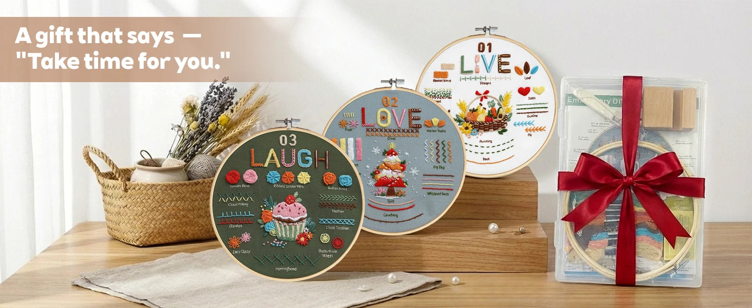 Love, Laugh & Live Beginner Embroidery Kit Kits For Stitchers