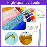 Colorful Floral Embroidery Kit for Adults – Cute Daisy Flower DIY Punch Needle Style Hoop Art Beginner Needlecraft Gift for Her