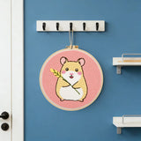 Cute Hamster Punch Needle Wall Art – Handmade Embroidery Hoop Decor for Nursery & Cozy Rooms