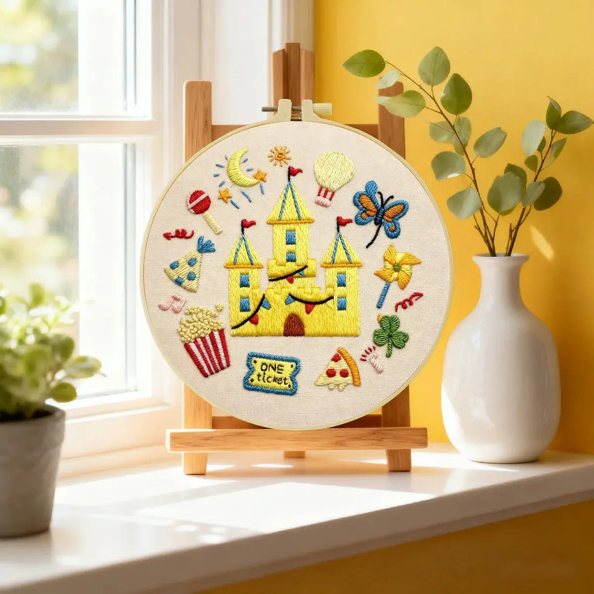 Kids Castle Embroidery DIY Kit – Cute Fantasy Beginner Stitching Kit with Hoop, Pattern & Threads The Stichers Heavane