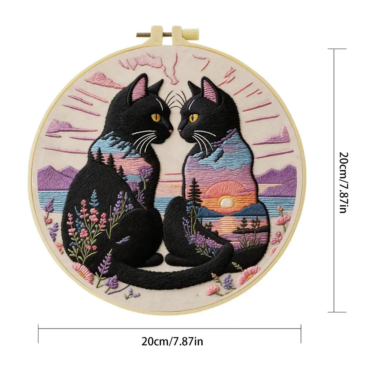 Midnight Soulmates Cat Embroidery Kit Kits For Stitchers