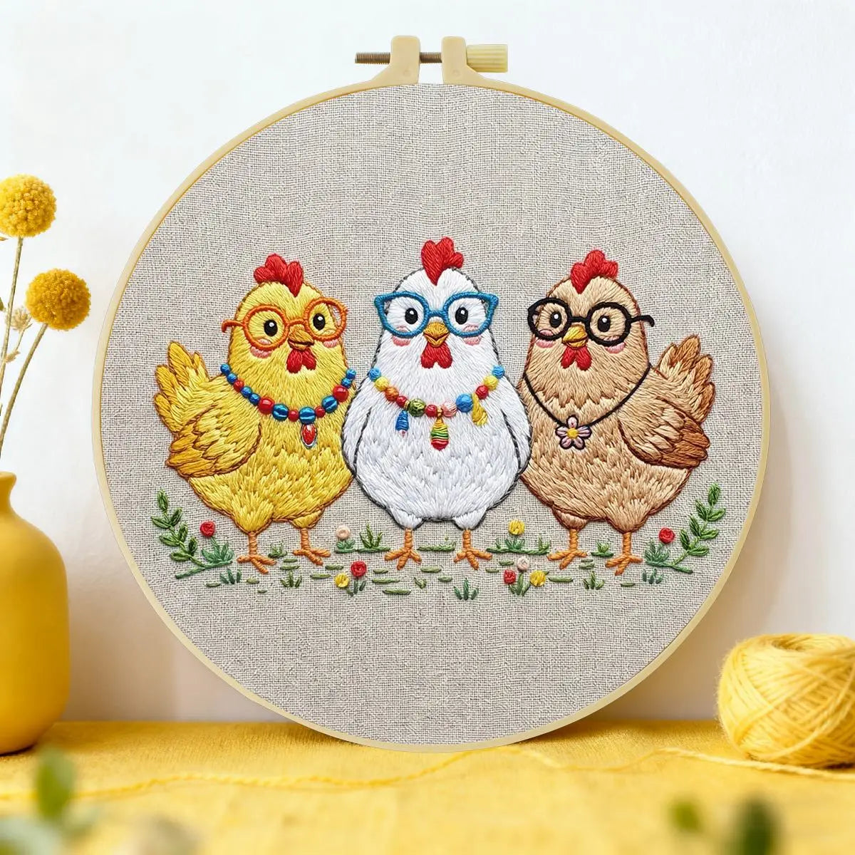 Three Chickens Embroidery Starter Kit