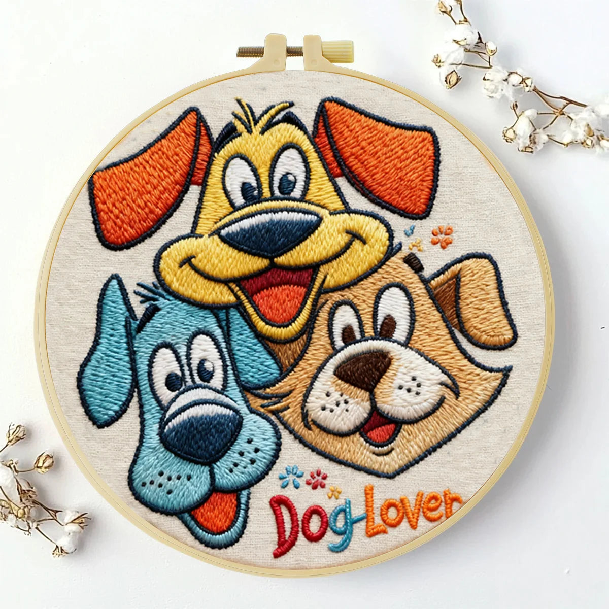 Dog Lover Embroidery Starter Kit – DIY Cartoon Puppy Sewing Art Set for Beginners