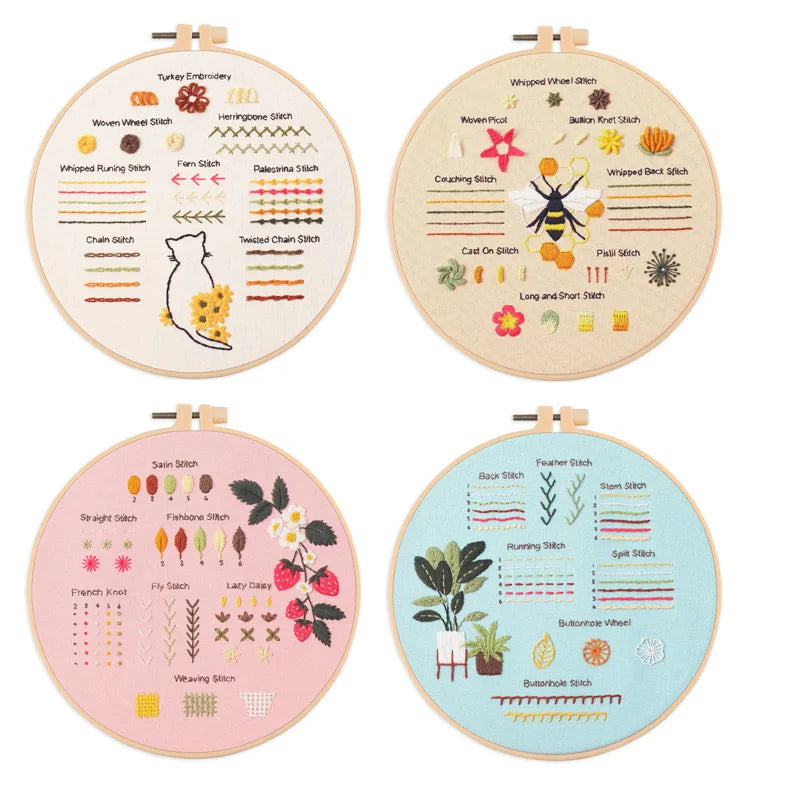 4-Piece Beginner Embroidery Stitch Sampler Kit Kits For Stitchers