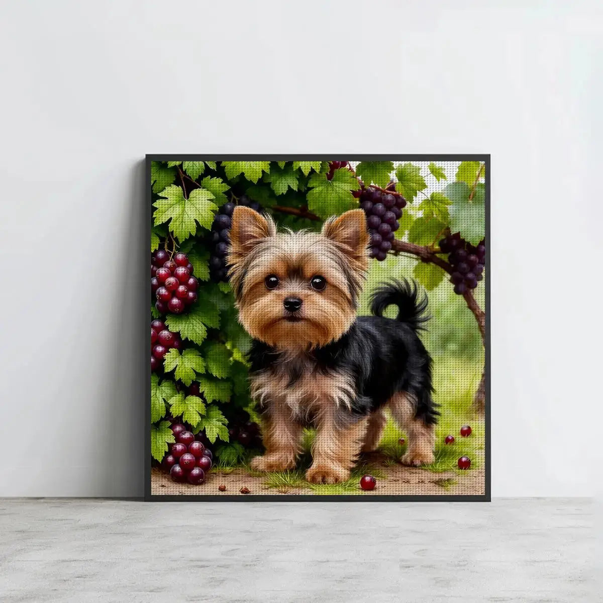Yorkie Among Vineyard Grapes Cross Stitch Kit 🍇🐶💜✨ Kits For Stitchers