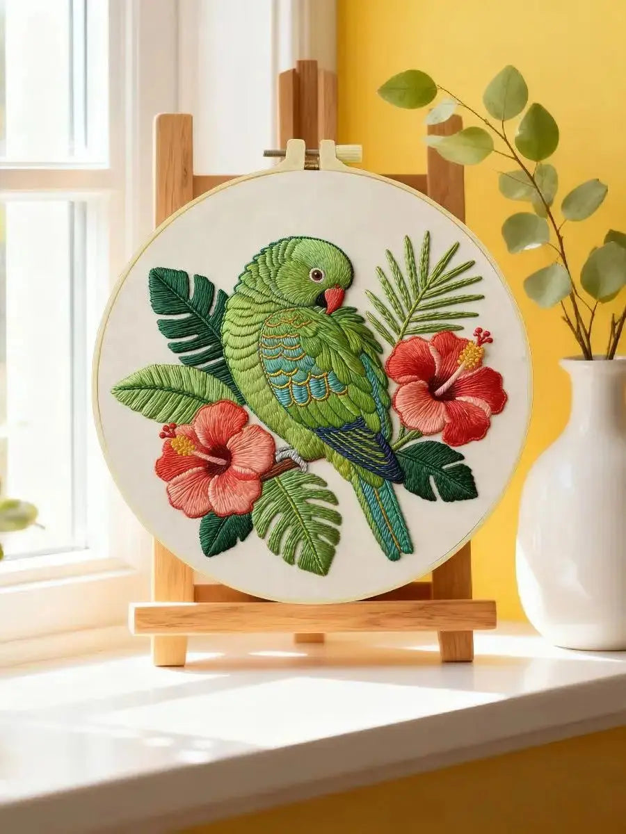 Tropical Parrot Embroidery Kit Kits For Stitchers
