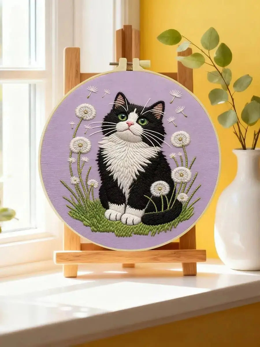 Dandelion Cat Embroidery Kit Kits For Stitchers