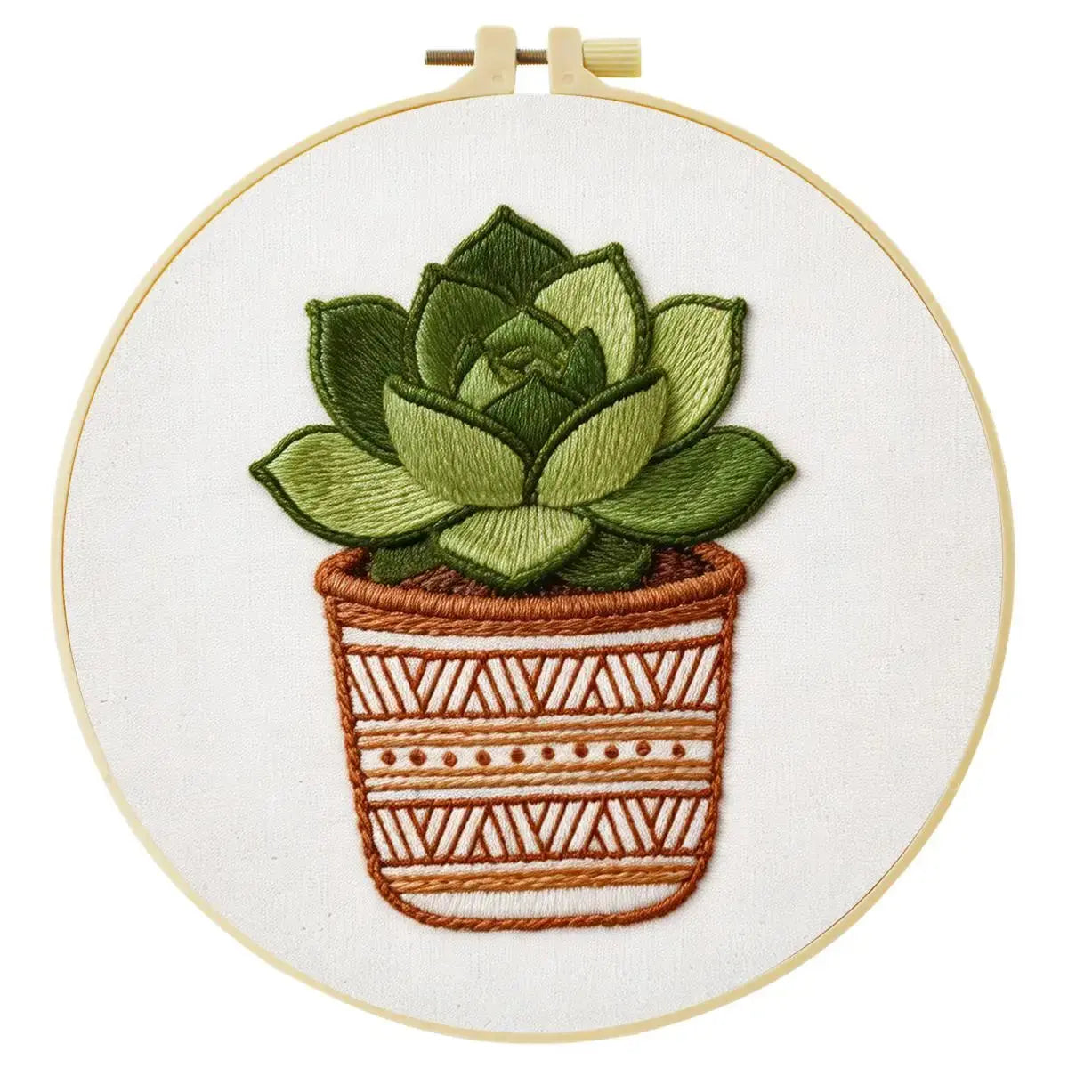 Green Succulent Plant Embroidery Kit Kits For Stitchers