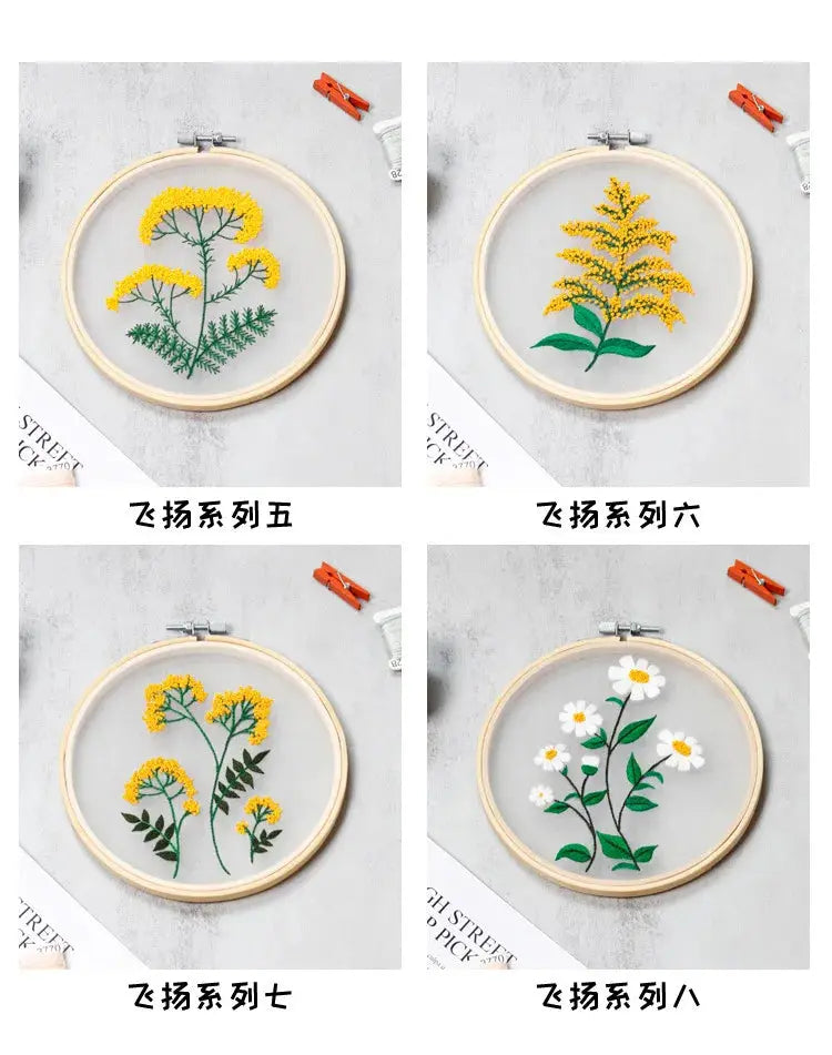 Transparent Double-Sided Flower Embroidery Starter Kit The Stichers Heavane