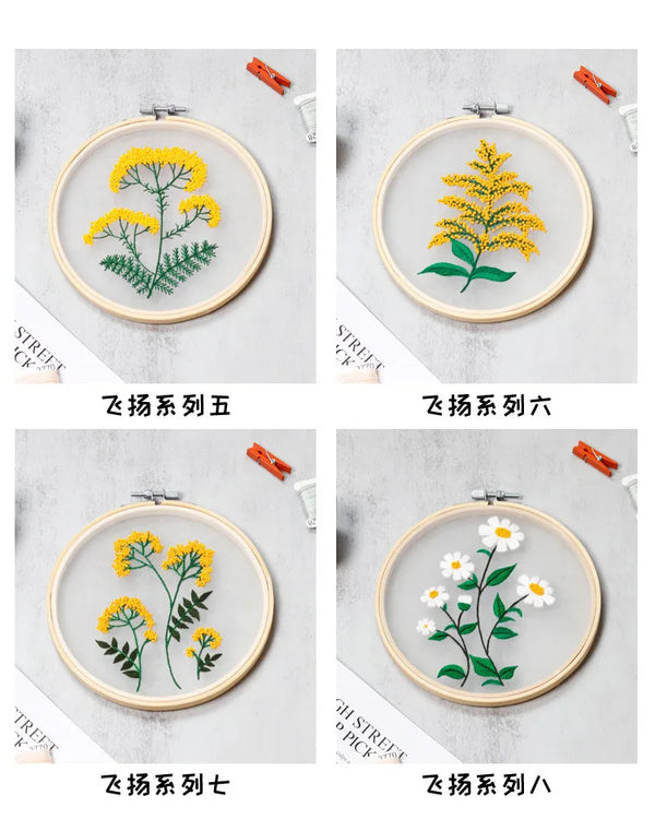 Transparent Double-Sided Flower Embroidery Starter Kit