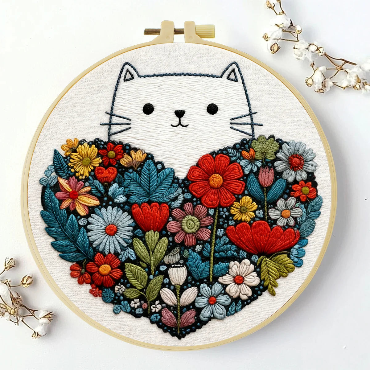 Christmas Embroidery DIY Kit – Holiday Stitching Kit with Hoop, Pattern & Threads