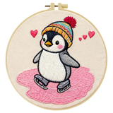 Cute Penguin Embroidery Starter Kit – DIY Cartoon Animal Sewing Art Set for Beginners