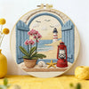 Coastal Lighthouse Embroidery Kit for Beginners – DIY Beach Hand Embroidery Hoop Set