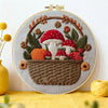 Hand-Embroidered Mushroom Basket Wall Art – Woodland Hoop Decor