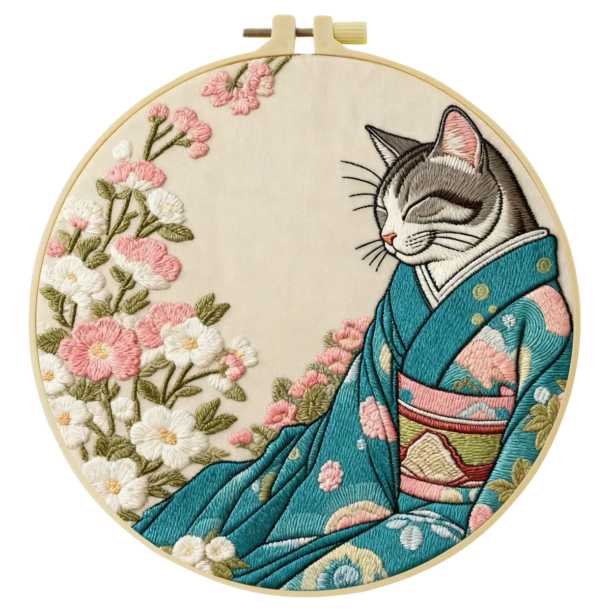 Kimono Cat Hand Embroidery Kit The Stichers Heavane