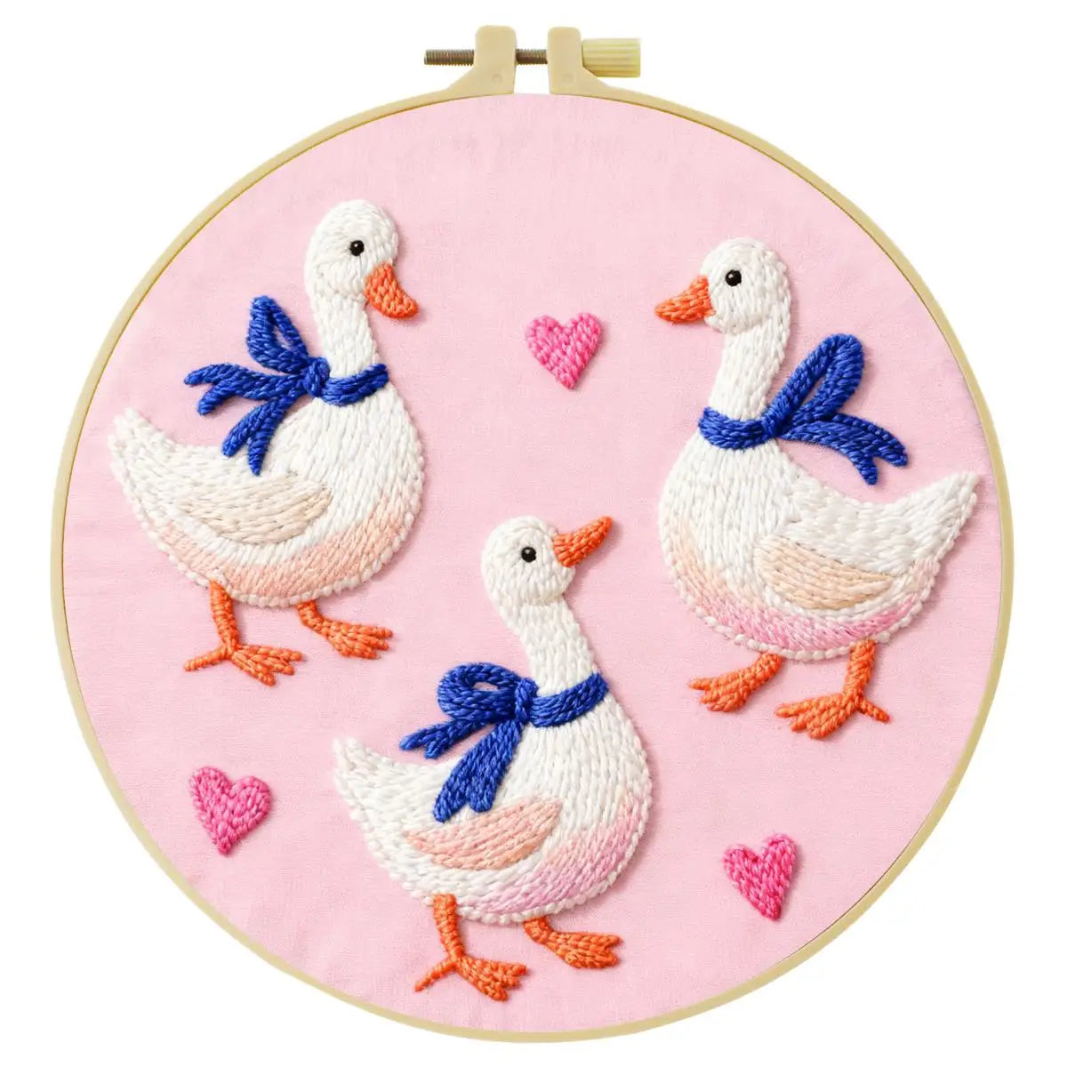 Cute Goose Family Embroidery Kit – DIY Animal Hoop Art for Beginners & Kids Craft Lovers
