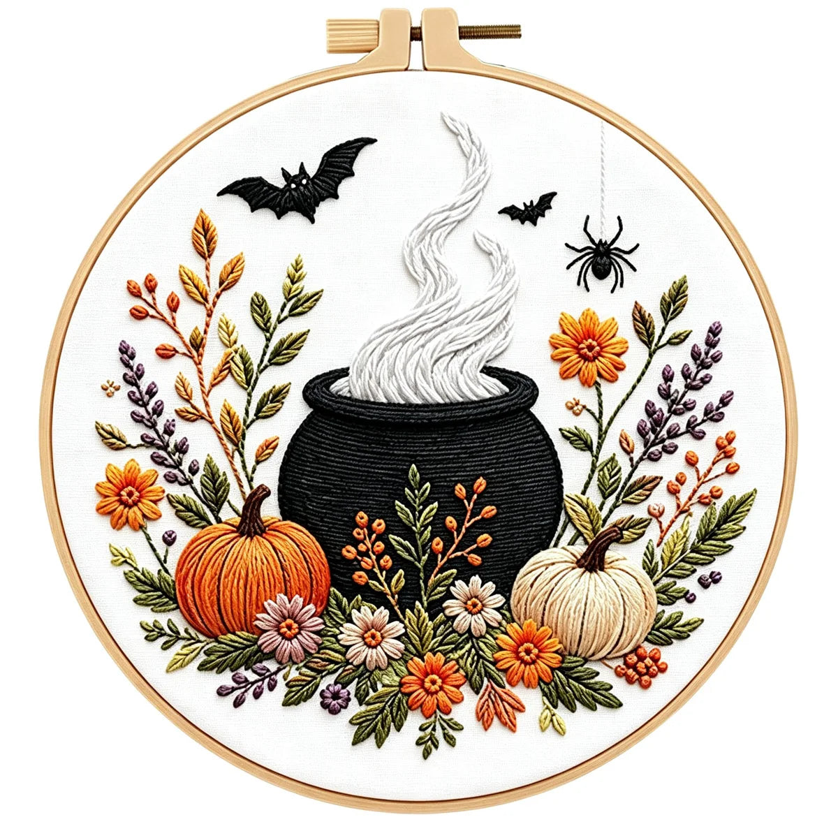 Spooky Halloween Floral Embroidery Kit – Set of 4
