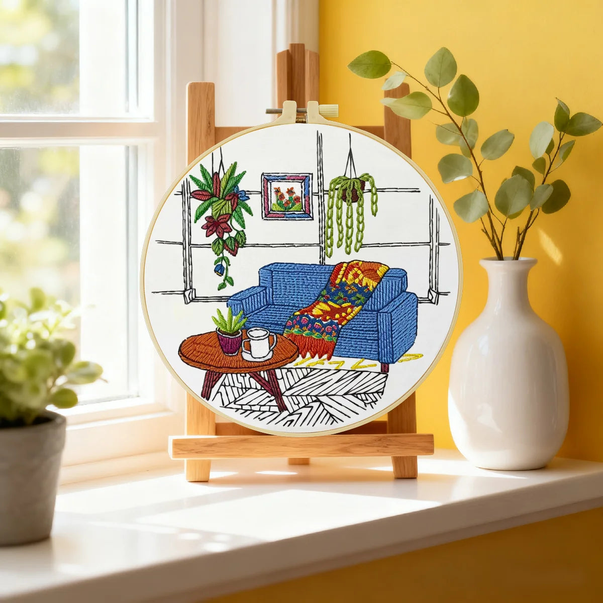 Cozy Living Room Embroidery Kit 🧵🏡