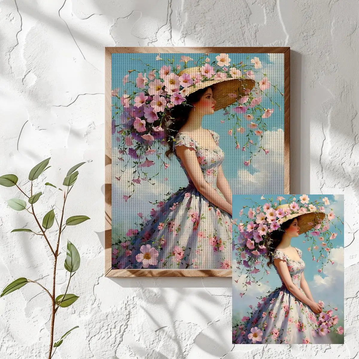 Floral Hat Lady Cross Stitch Kit ๐ธ๐๐งต