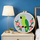 Cute Parrot Punch Needle Wall Art – Handmade Embroidery Hoop Decor for Nursery & Cozy Rooms Kits For Stitchers