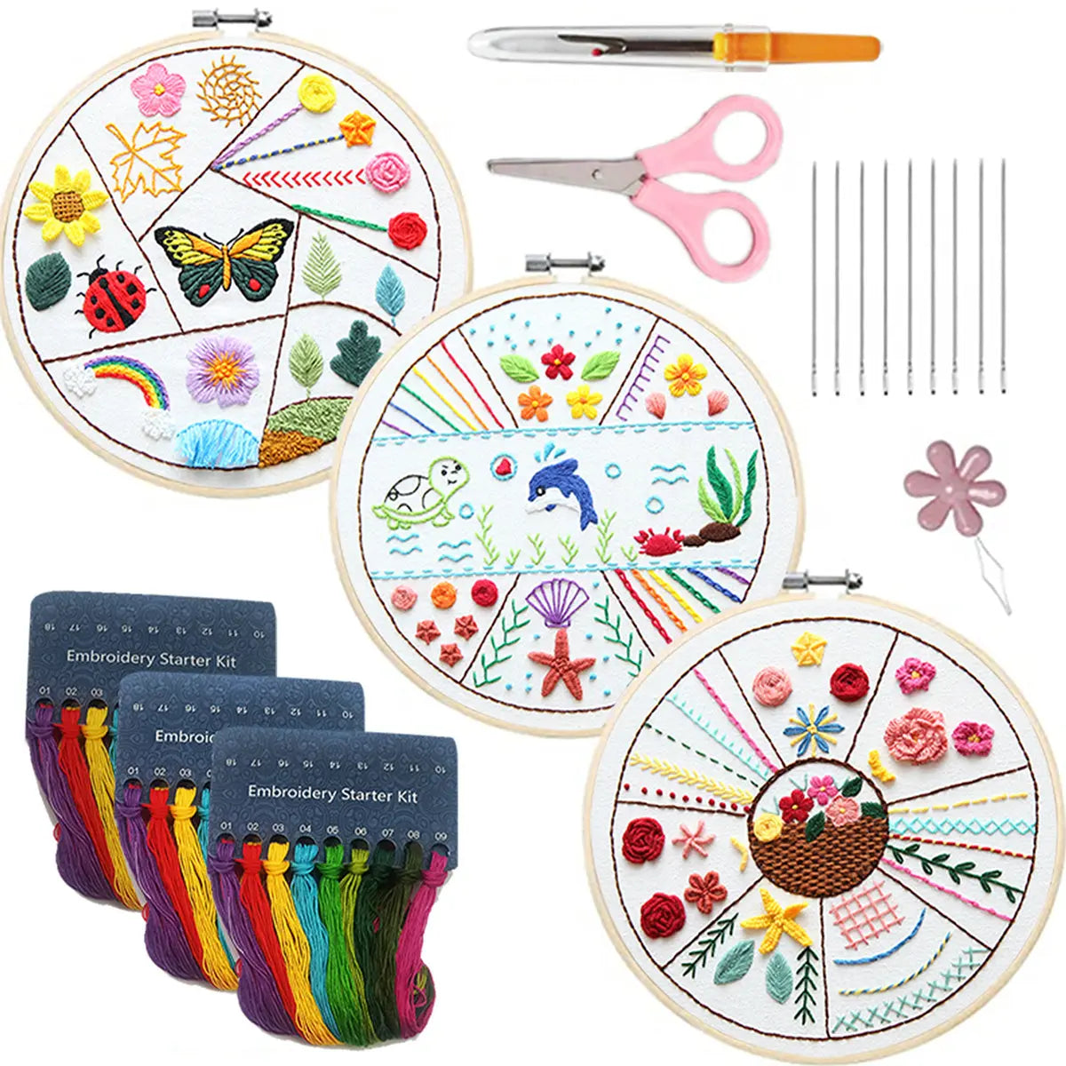 3-Piece Beginner Embroidery Technique Kit Kits For Stitchers