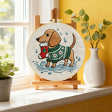 Christmas Dachshund Embroidery Kit Kits For Stitchers