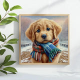 Winter Puppy with Plaid Scarf Cross Stitch Kit 🐶❄️🧣 Kits For Stitchers