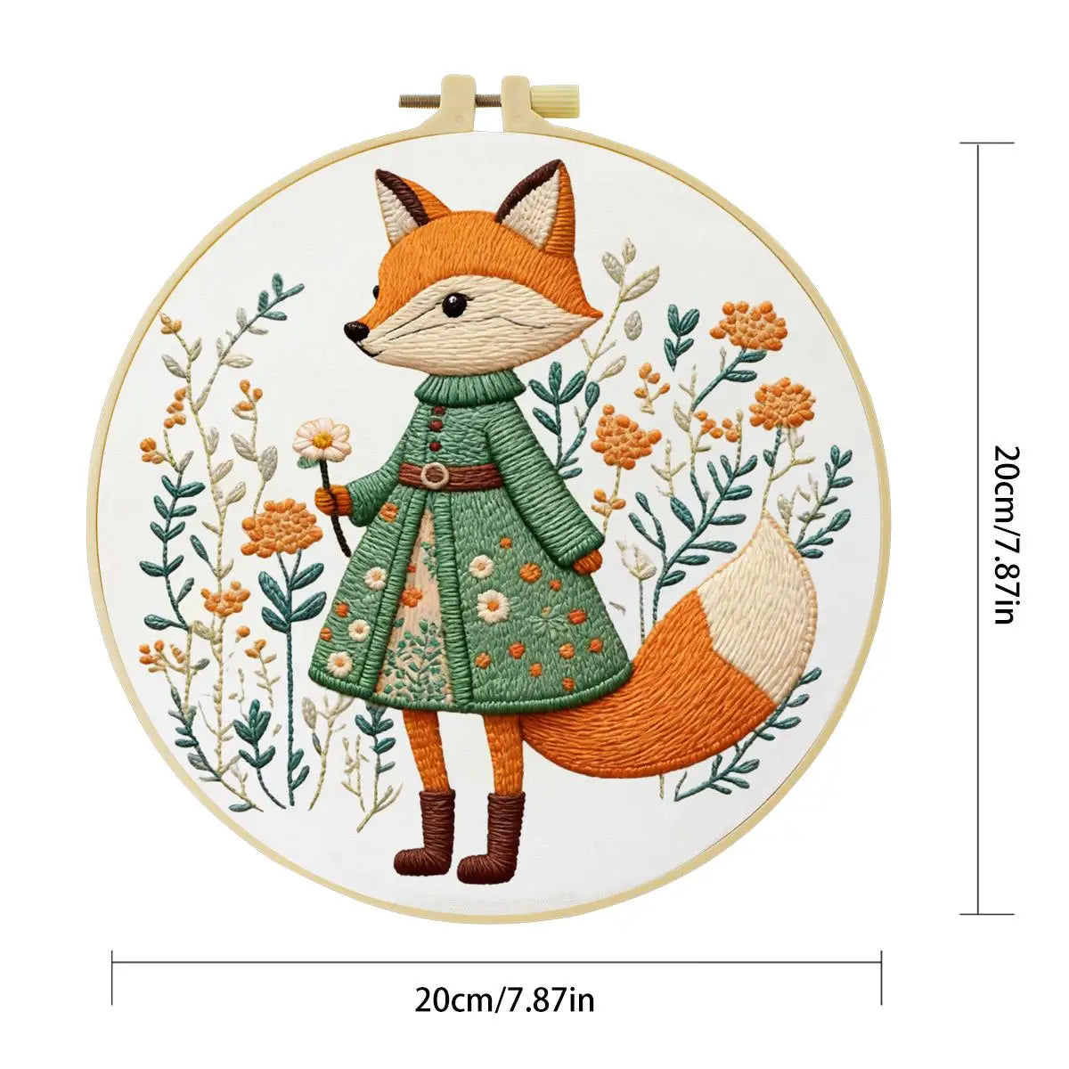 Fox Embroidery Kit for Beginners – DIY Woodland Animal Hand Embroidery Hoop Set