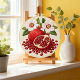 Pomegranate Embroidery Kit for Beginners – DIY Floral Fruit Hand Embroidery Hoop Set Kits For Stitchers