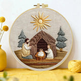 Nativity Scene Embroidery Kit – Holy Family DIY Hand Embroidery Hoop Art Set Kits For Stitchers