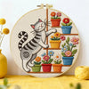 Cute Cat & Flowers Punch Needle Wall Art – Handmade Embroidery Hoop Decor for Nursery & Cozy Rooms Kits For Stitchers