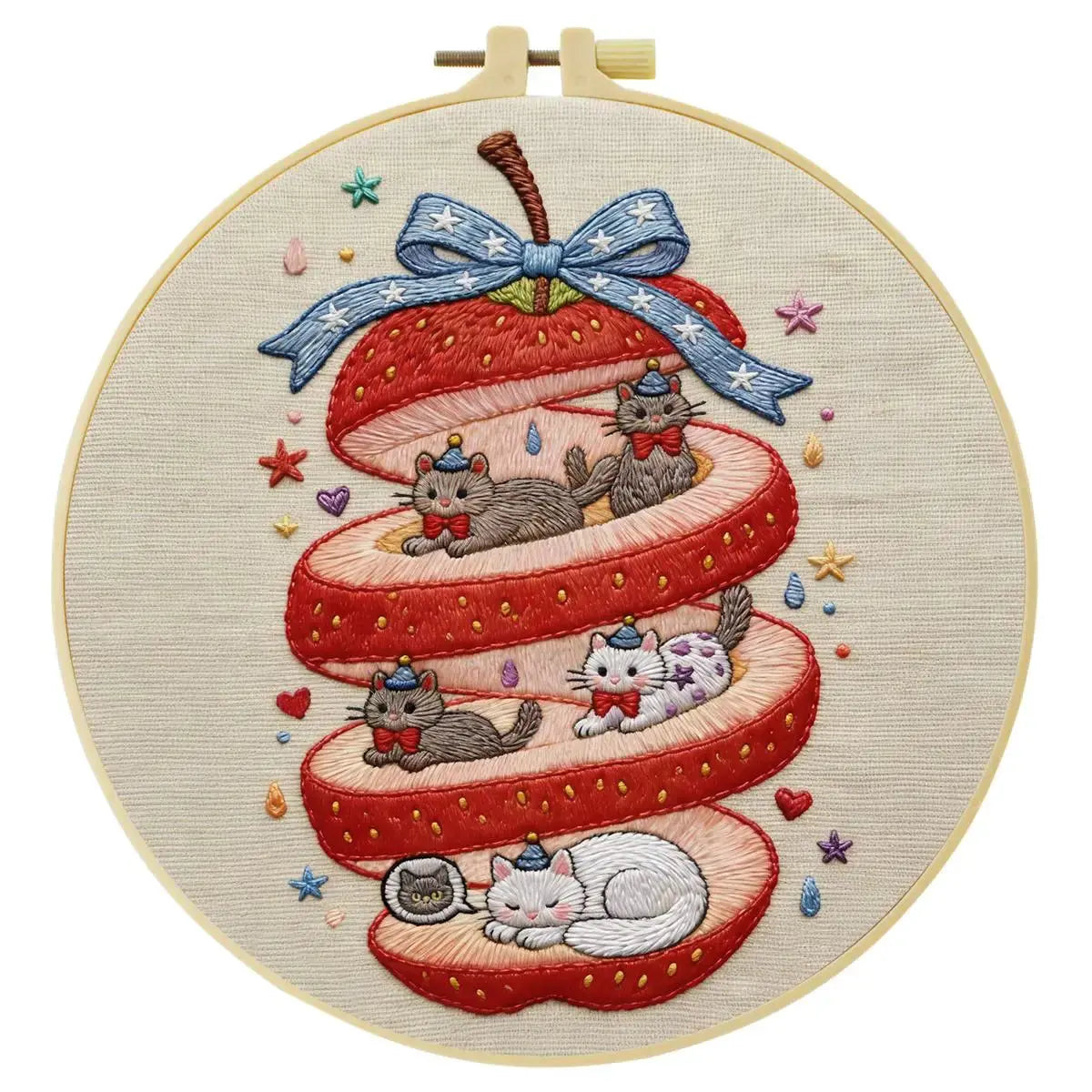 Strawberry Kitten Haven Embroidery Kit Kits For Stitchers