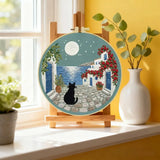 Moonlit Coastal Cat Embroidery Kit 🌙🐈� Kits For Stitchers