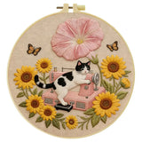 Sunflower Sewing Cat Embroidery Kit Kits For Stitchers