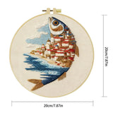 Coastal Village Fish Embroidery Kit Kits For Stitchers